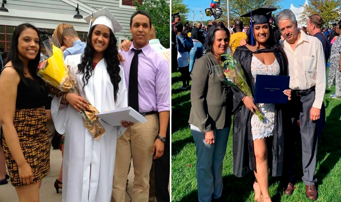 Zobeida posing with her siblings after graduating from UMass Lowell.