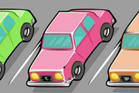 drawing of 3 parked cars
