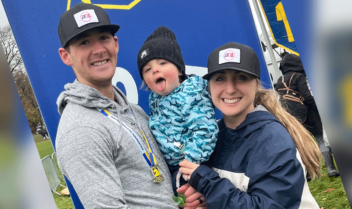 Bobby, Robert and Tori celebrate Bobby’s completion of the Boston Athletic Association Half Marathon