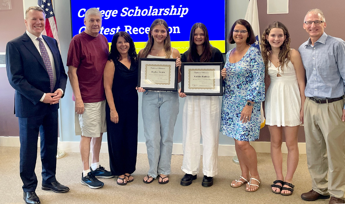 MVCU President & CEO John J. Howard with winners of the James A. Burley Scholarship