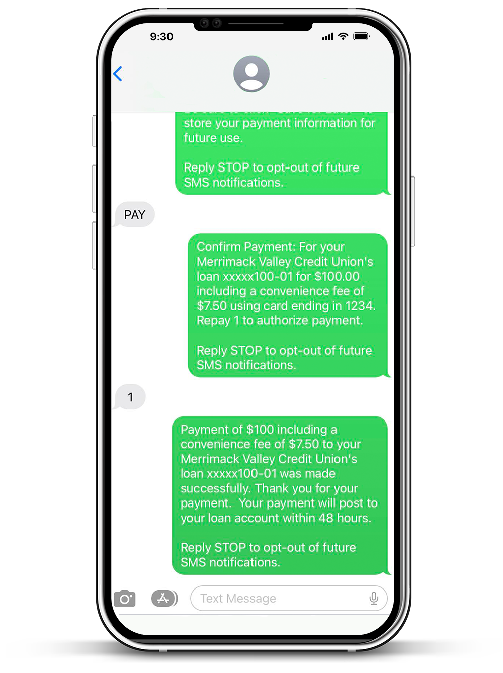 Text to Pay Payment Confirmation and authorization